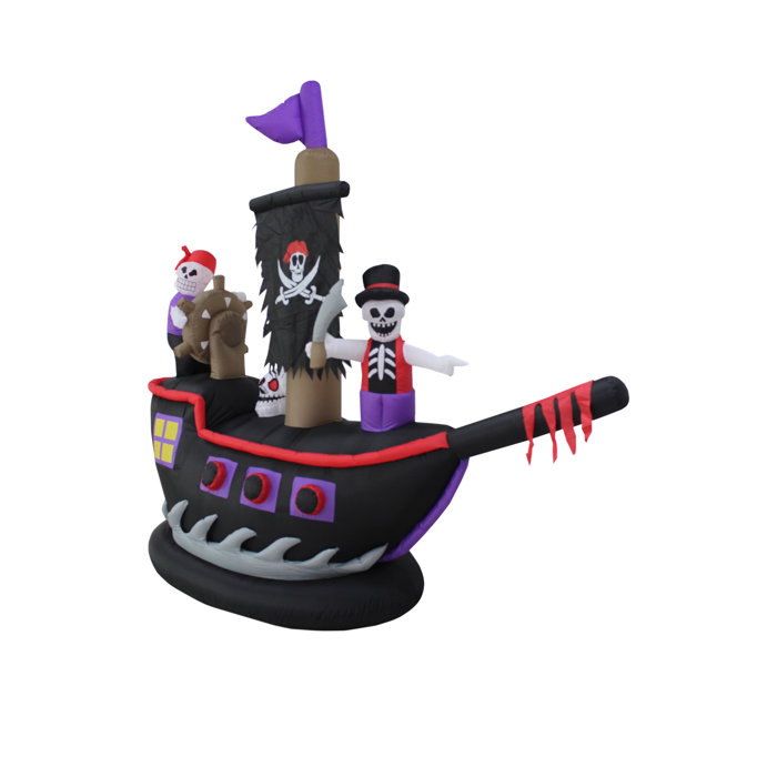 The Holiday Aisle Halloween Inflatable Pirate Ship With Skeleton